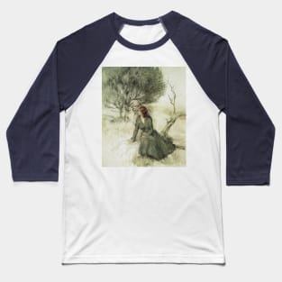 Girl sitting on the river bank  - Arthur Rackham Baseball T-Shirt